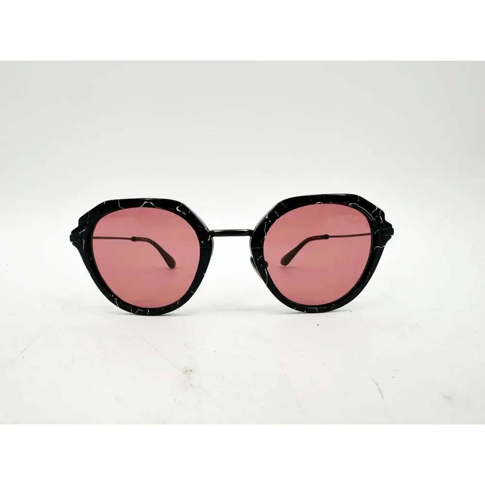 Prada SPR05Y Black Marble‎ Pink Lens Oval 50mm Sunglasses
